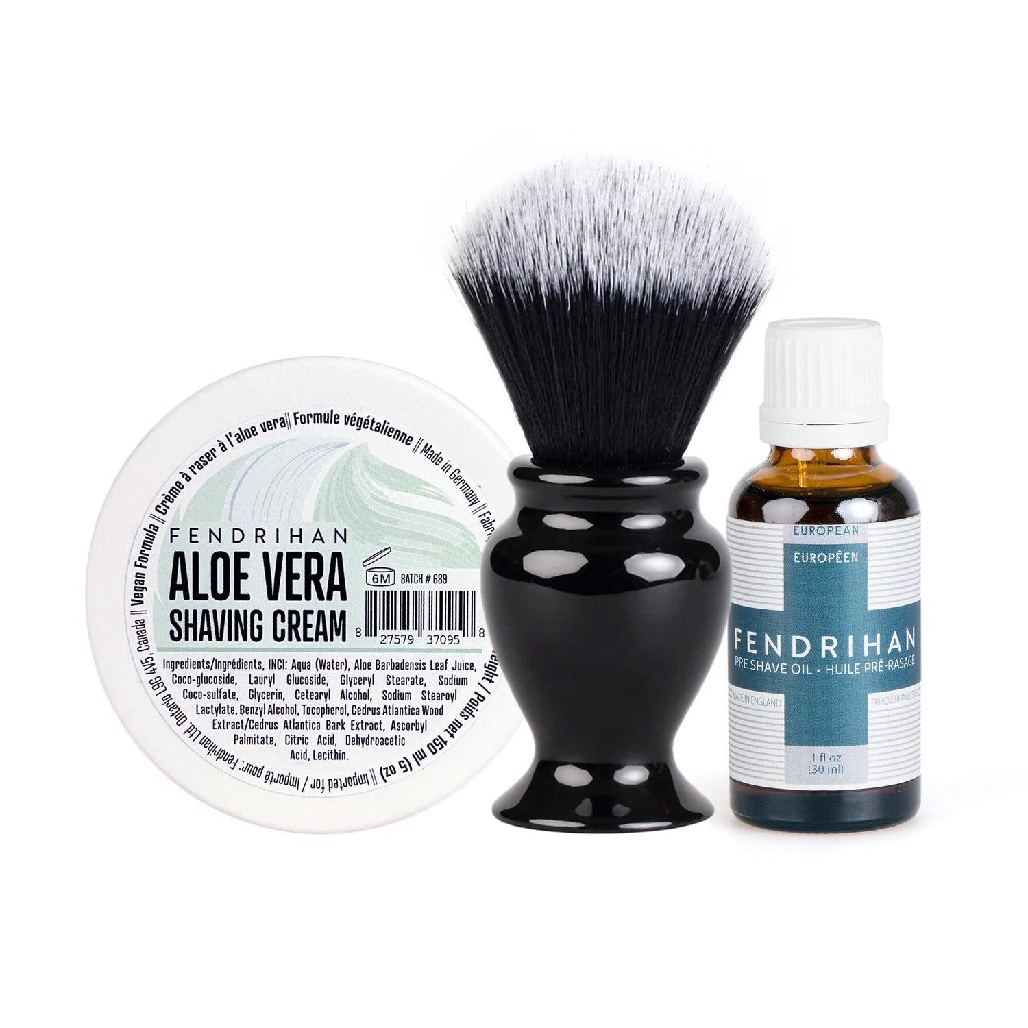 Fendrihan Pre-Shave Oil, Shaving Cream and Shaving Brush Set, Save $15 Shaving Kit Fendrihan Aloe Vera Euro