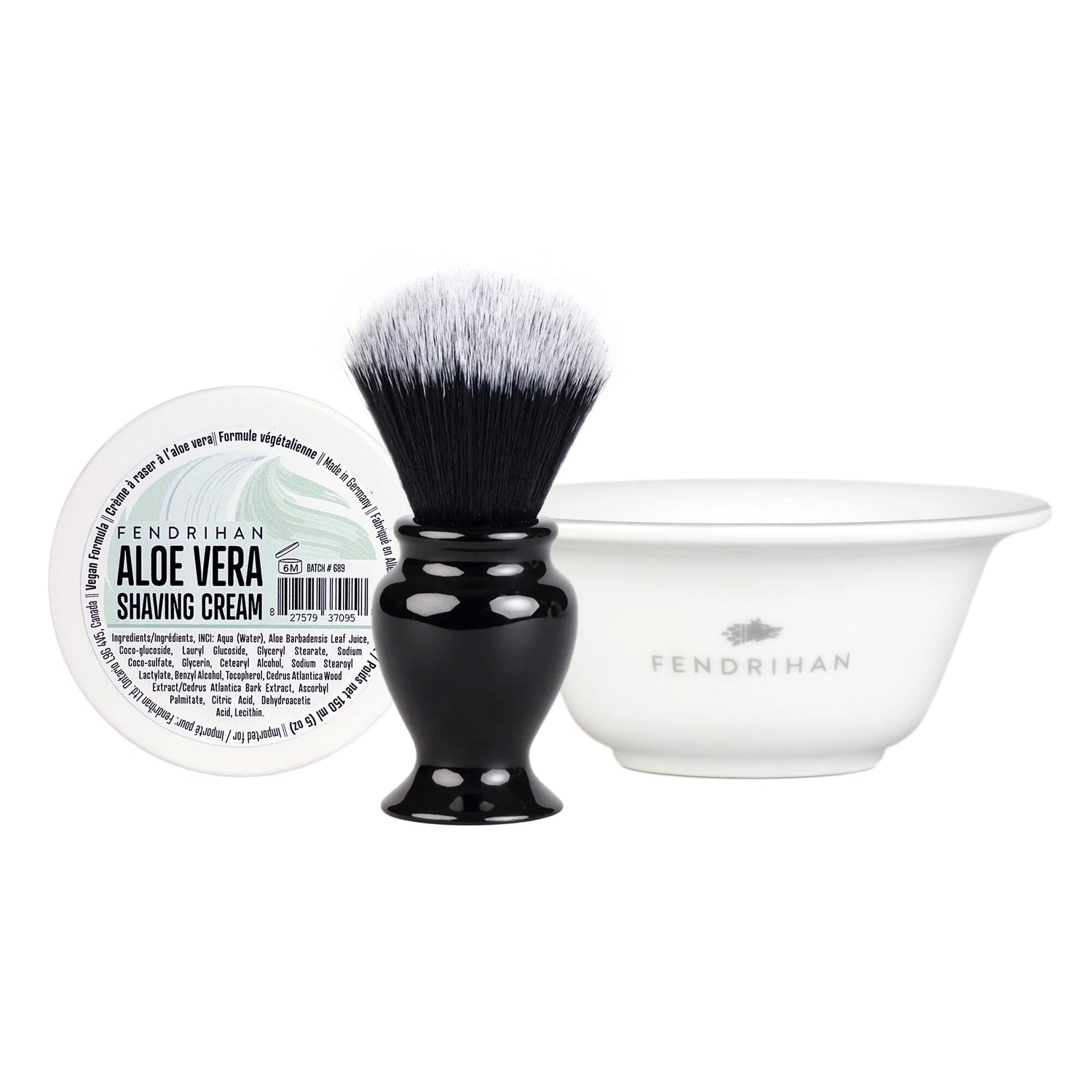Fendrihan Shaving Cream, Porcelain Shaving Bowl and Shaving Brush Set, Save $15 Shaving Set Fendrihan Aloe Vera Grey
