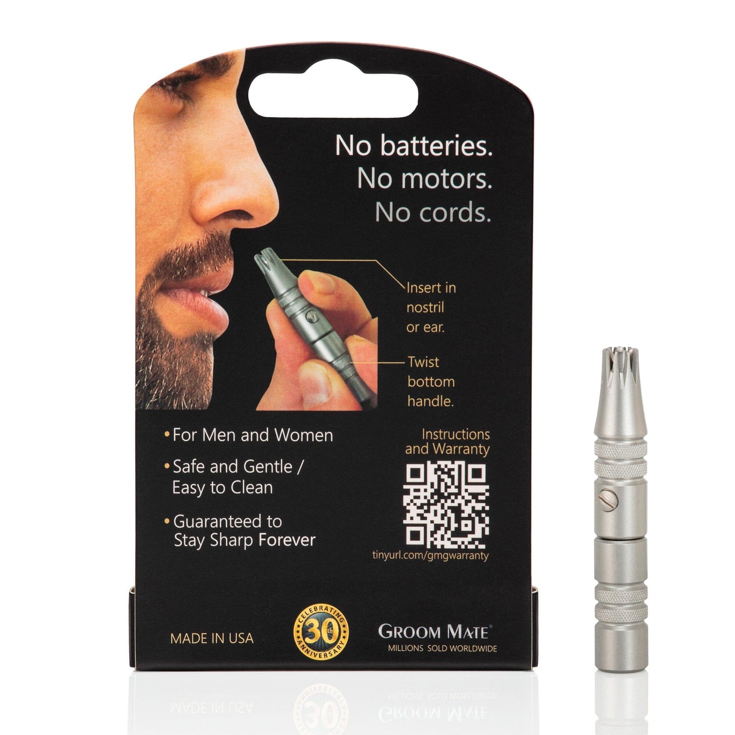 Groom Mate Nose & Ear Hair Trimmer, Manually Operated Nose Hair Trimmer Groom Mate
