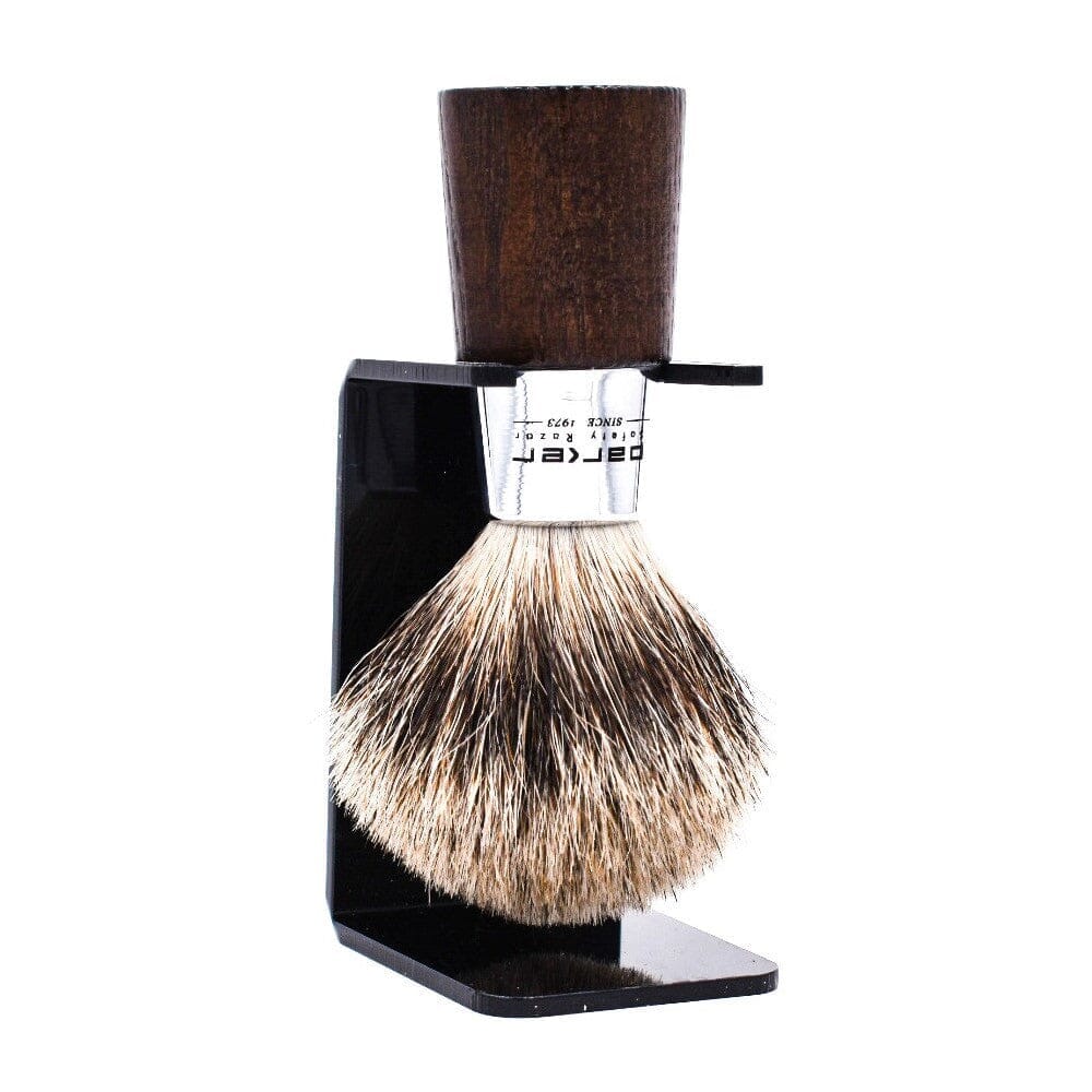 Parker Pure Badger Shaving Brush and Stand, Walnut Handle Shaving Brush Parker Razors
