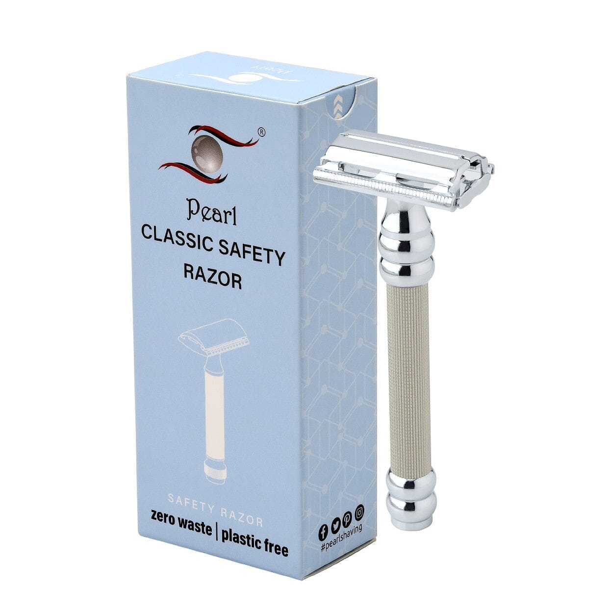 Pearl Shaving SBF-11 Butterfly Double Edge Safety Razor, Silver Safety Razor Pearl Shaving