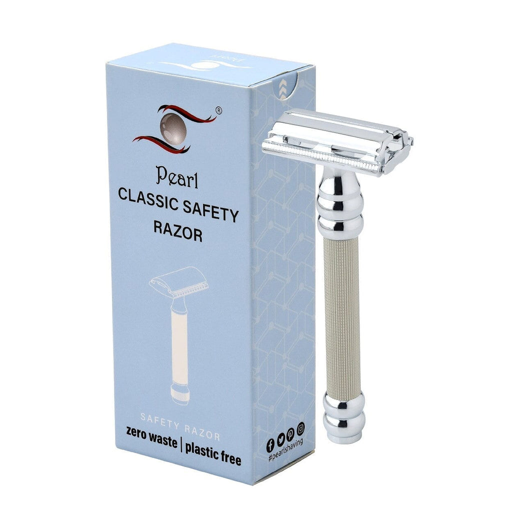 Pearl Shaving SBF-11 Butterfly Double Edge Safety Razor, Silver Safety Razor Pearl Shaving 