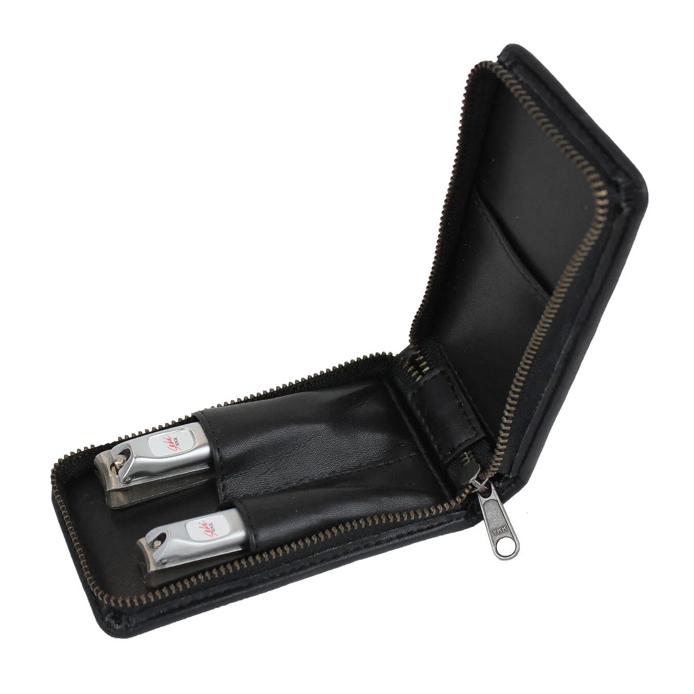 Seki Edge Craftsman 2-Piece Luxury Grooming Kit, Black Leather Zip Case Manicure Set Seki Edge