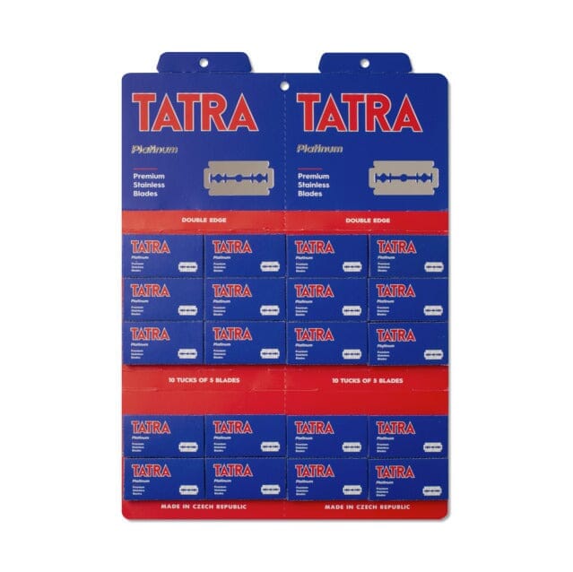 100 pack of Tatra Platinum Double Edge Safety Razor Blades, Display Packaging Razor Blades Tatra