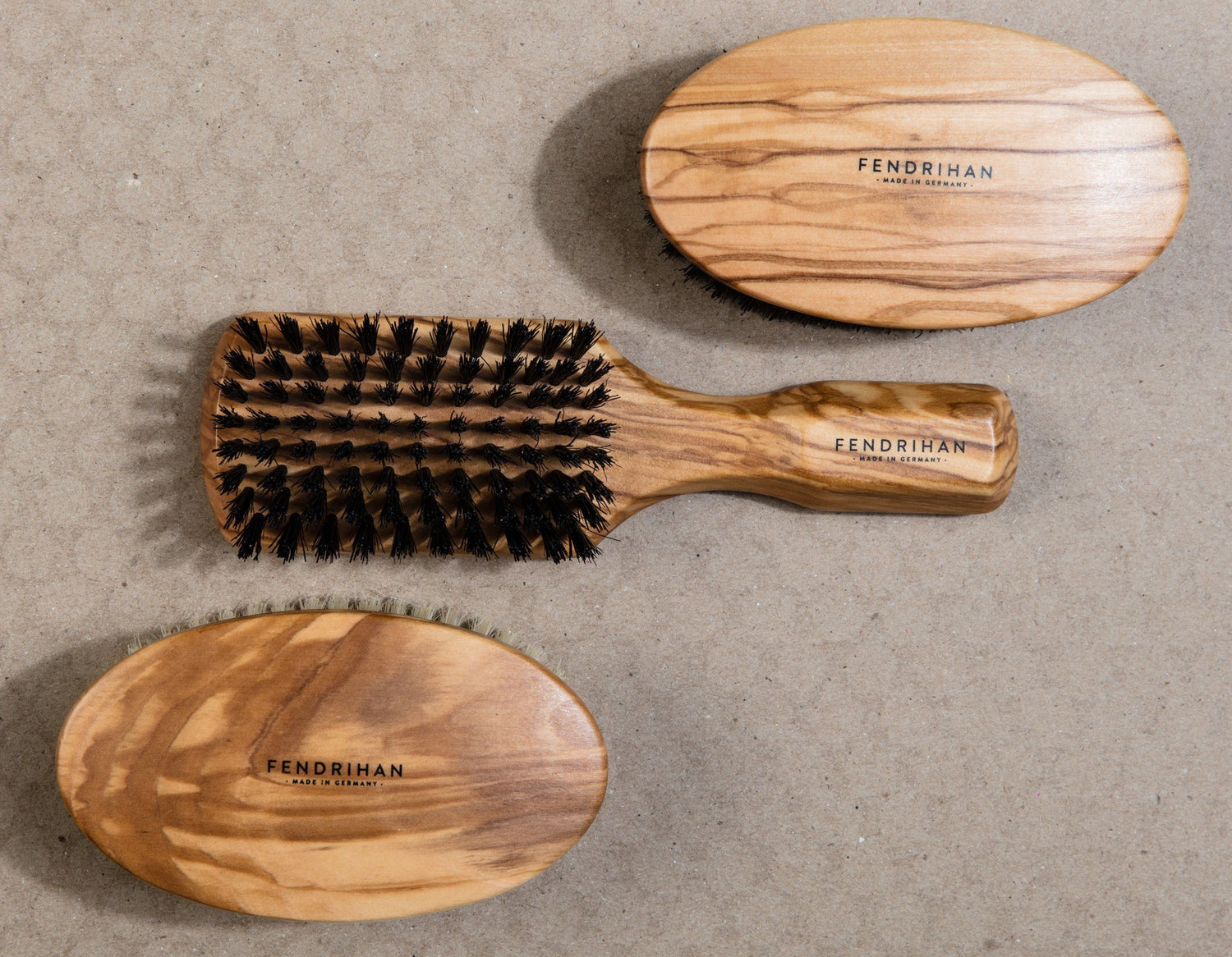 Men's Olivewood Military Hairbrush with Wild Boar Bristles - Made in Germany Hair Brush Fendrihan