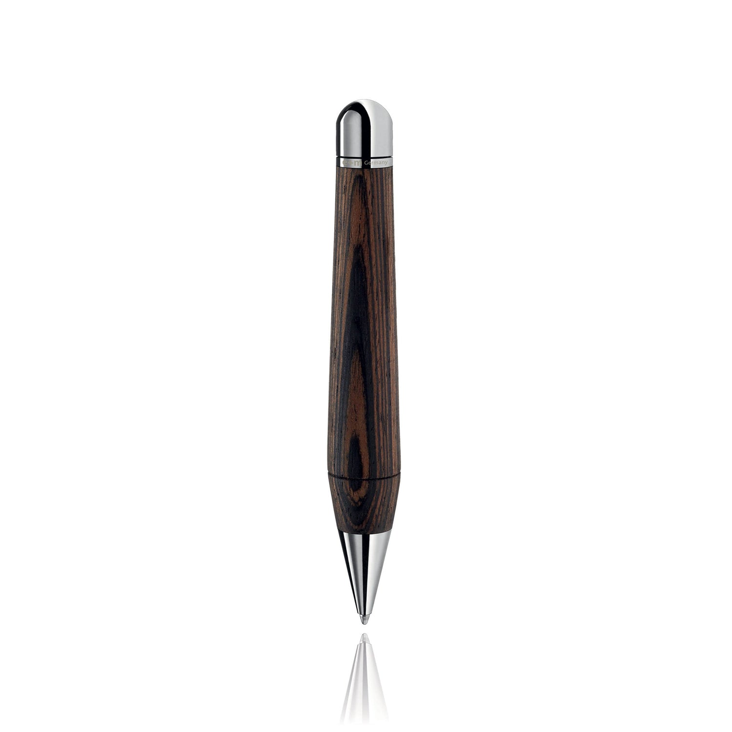 e+m Holzprodukte 'Drake' Wooden Ballpoint Pen Ball Point Pen e+m Holzprodukte Maron Zebrano/Chrome