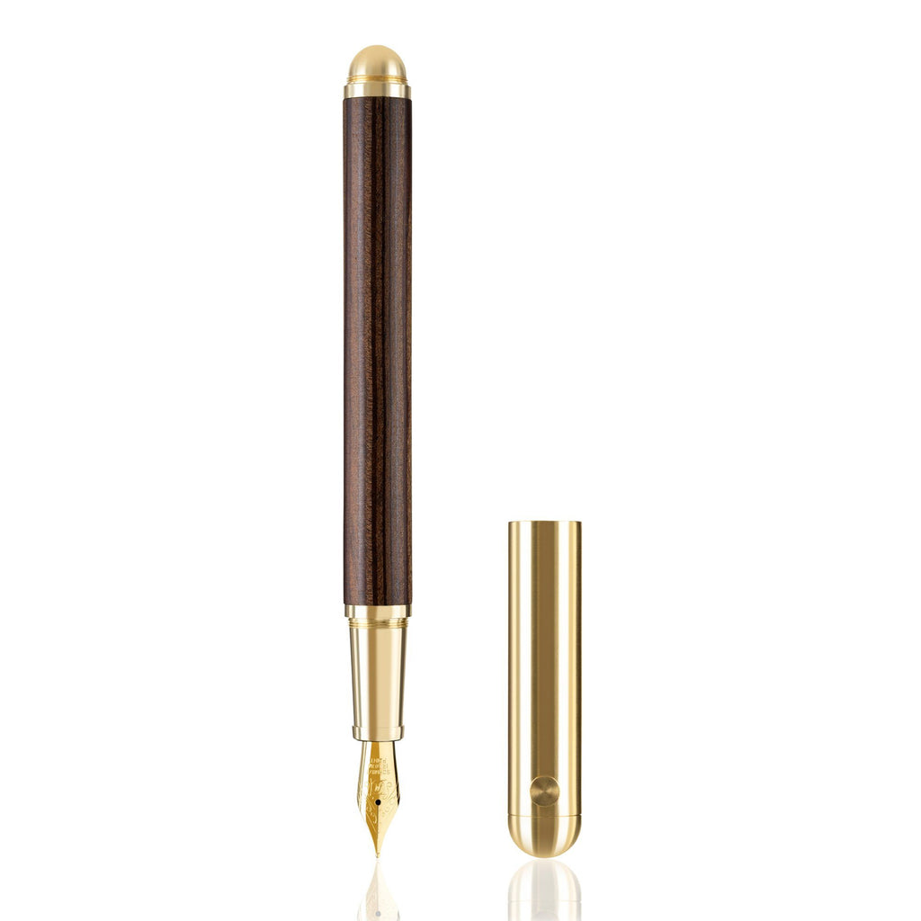 e+m Holzprodukte Contract Long Fountain Pen Fountain Pen e+m Holzprodukte Smoked Larch / Brass 