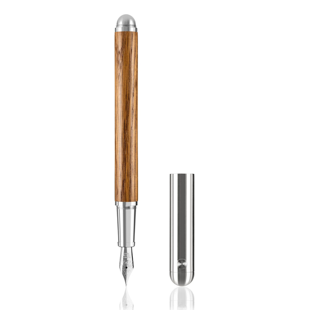 e+m Holzprodukte Contract Long Fountain Pen Fountain Pen e+m Holzprodukte Antique Oak / Nickel-Plated 