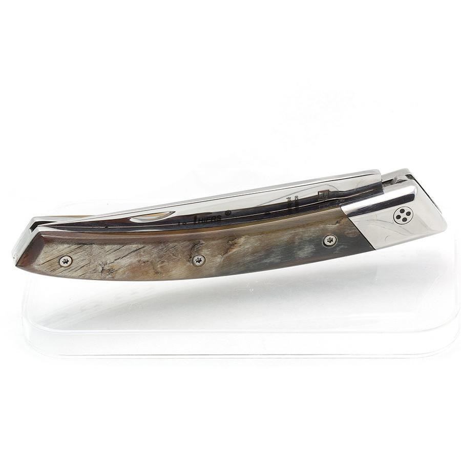 Claude Dozorme RLT 693 Le Thiers Hand-Decorated Folding Pocket Knife, Ram's Horn Pocket Knife Claude Dozorme