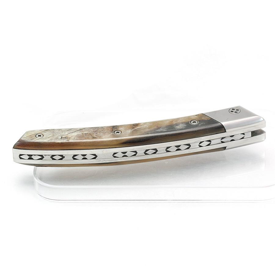 Claude Dozorme RLT 693 Le Thiers Hand-Decorated Folding Pocket Knife, Ram's Horn Pocket Knife Claude Dozorme
