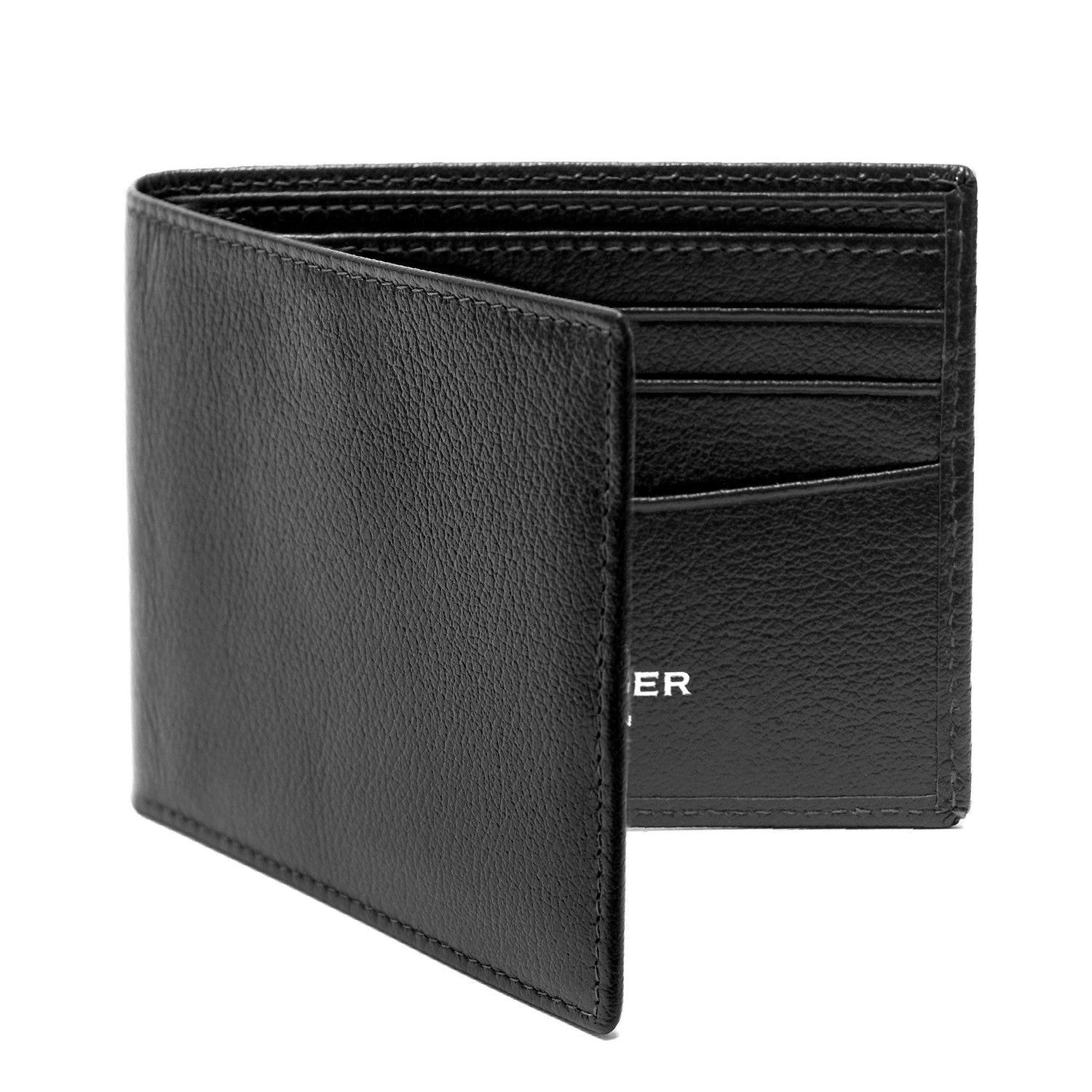 Ettinger Capra Billfold with 6 Credit Card Slots Leather Wallet Ettinger Black