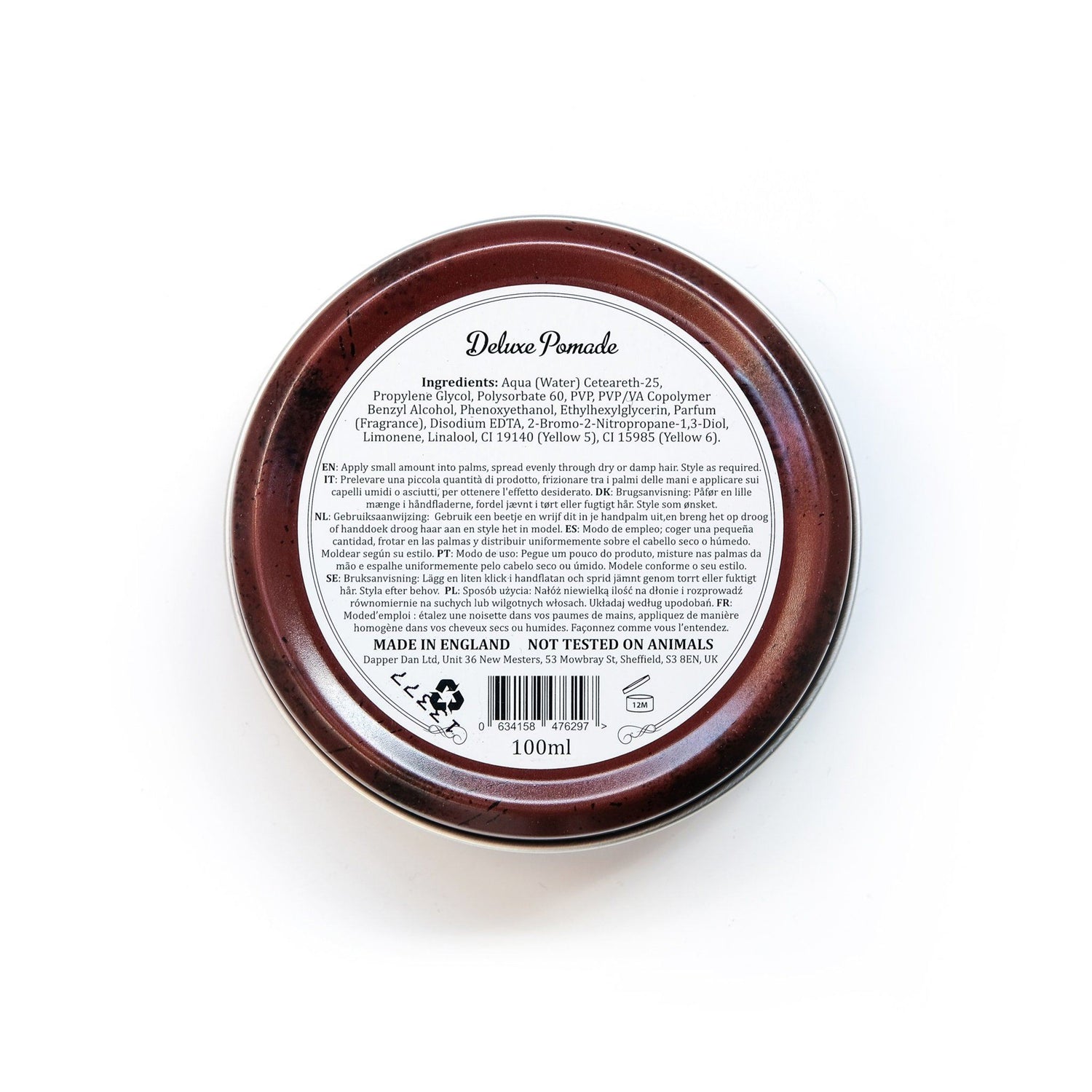 Dapper Dan Deluxe Pomade with Medium Hold and Medium Shine 100 ml Men's Hair Lotion Dapper Dan
