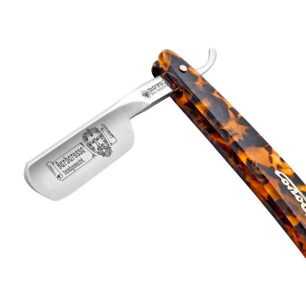 DOVO “Barbarossa” Short Blade Straight Razor 5/8”, Imitation Tortoise Scales Straight Razor DOVO