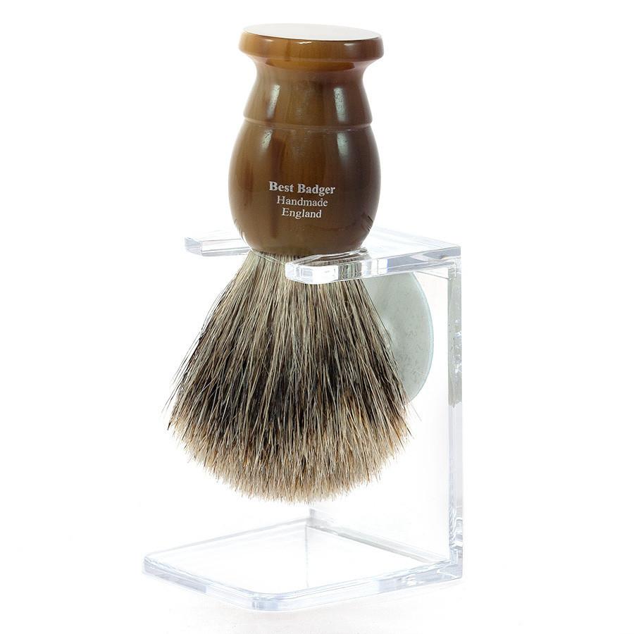 Edwin Jagger Best Badger Shaving Brush and Stand in Light Horn, Medium — Fendrihan