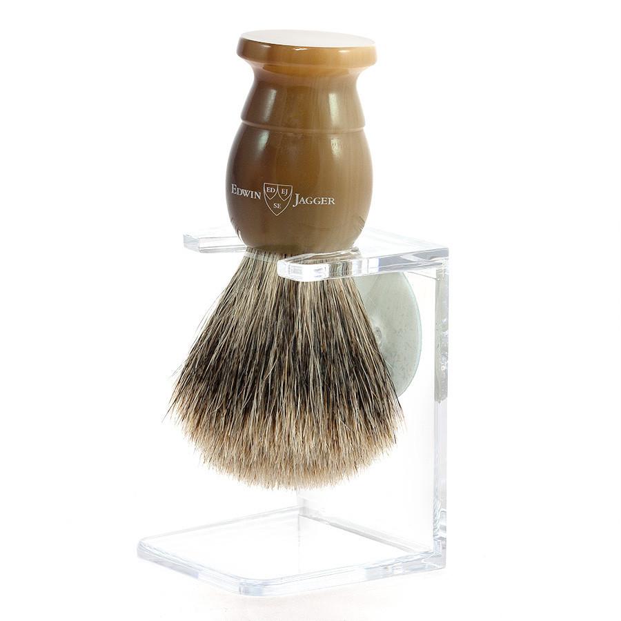 Edwin Jagger Best Badger Shaving Brush and Stand in Light Horn, Medium — Fendrihan