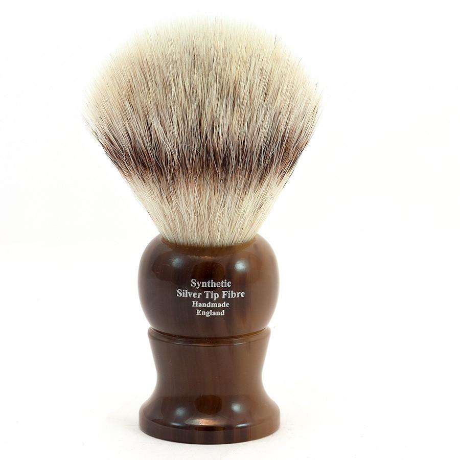 Edwin Jagger Synthetic Silvertip Fibre Handmade English Shaving Brush in Imitation Light Horn, Large Synthetic Bristles Shaving Brush Edwin Jagger