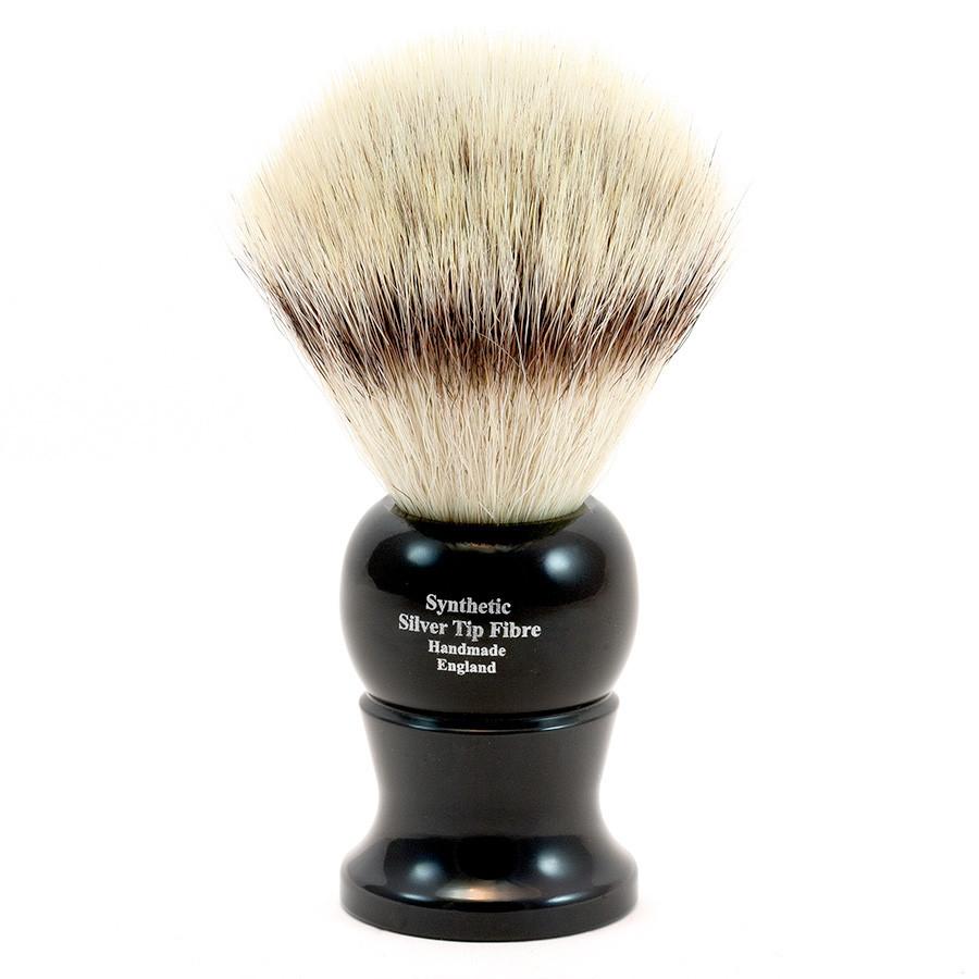 Edwin Jagger Synthetic Silvertip Fibre Handmade English Shaving Brush in Ebony, Large Synthetic Bristles Shaving Brush Edwin Jagger