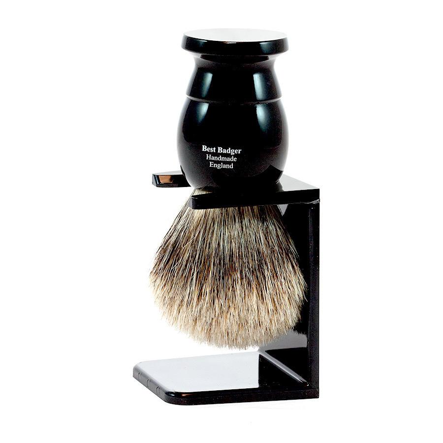 Edwin Jagger Best Badger Shaving Brush and Stand in Ebony, Extra Large Badger Bristles Shaving Brush Edwin Jagger