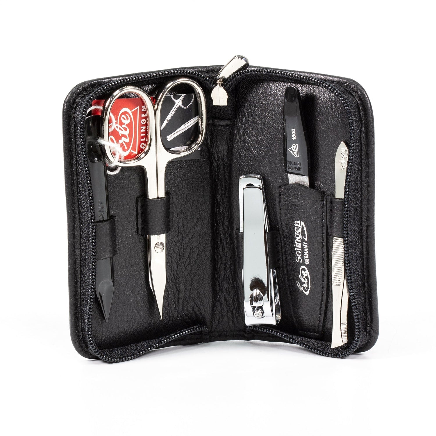 Erbe Solingen 5-Piece Manicure Set, Black Leather Zip Case Manicure Set Erbe Solingen