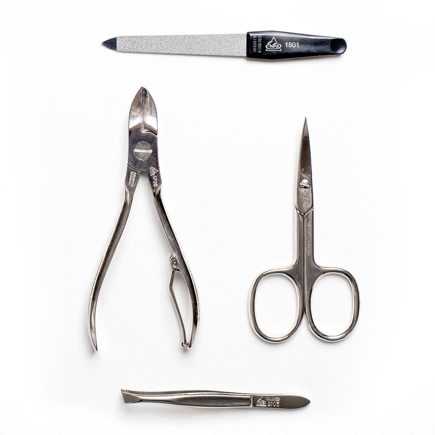 Erbe Solingen 4-Piece Travel Manicure Set, Black Cowhide Snap Case Manicure Set Erbe Solingen
