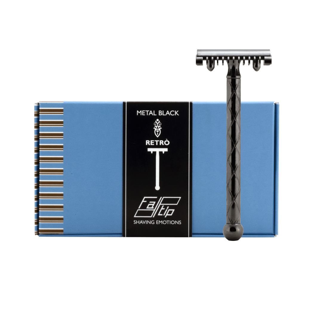 Fatip Black Metal Retro Original Safety Razor, Made in Italy Double Edge Safety Razor Fatip
