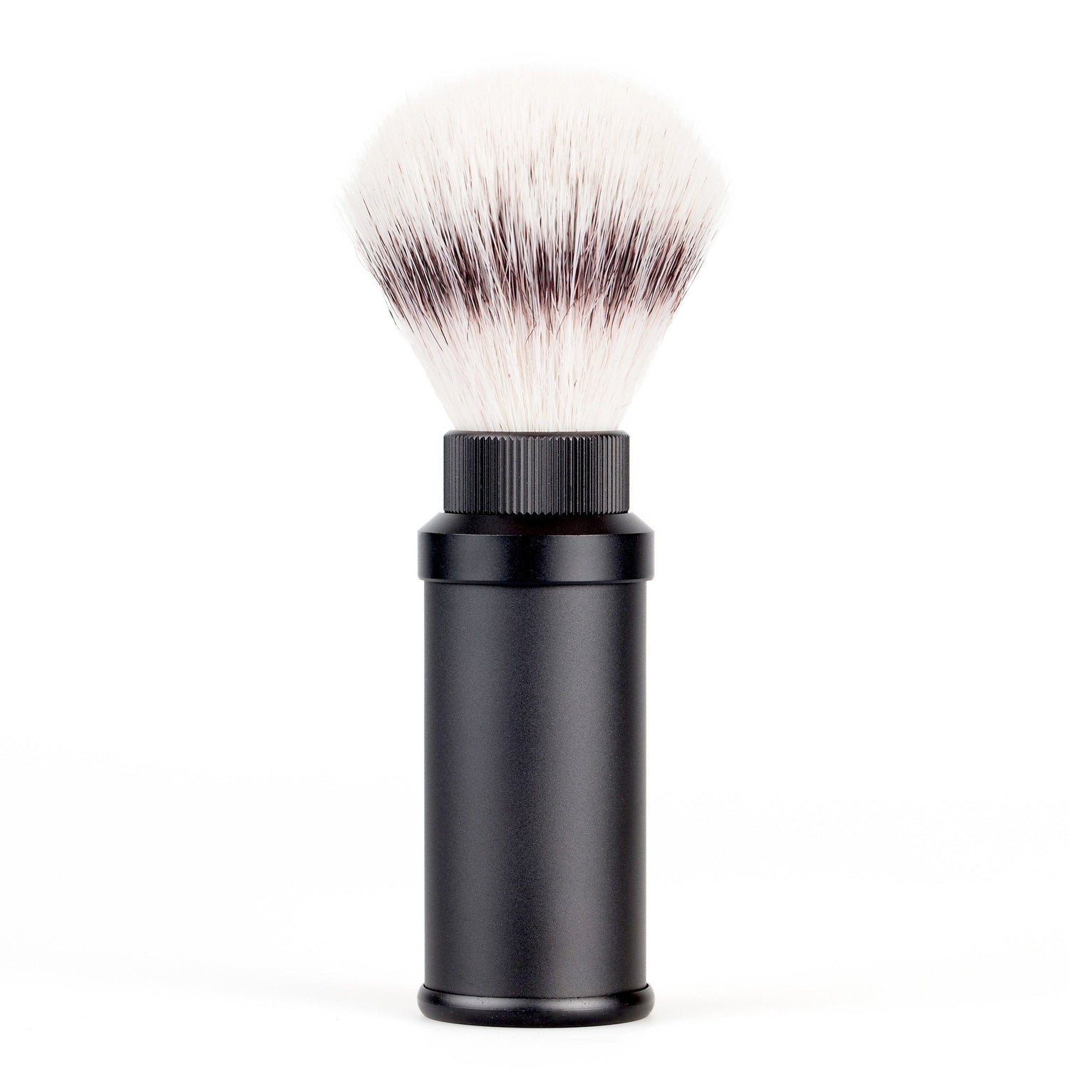 Fendrihan Black Anodized Aluminum Travel Shaving Brush, Silvertip Fibre Synthetic Bristles Shaving Brush Fendrihan