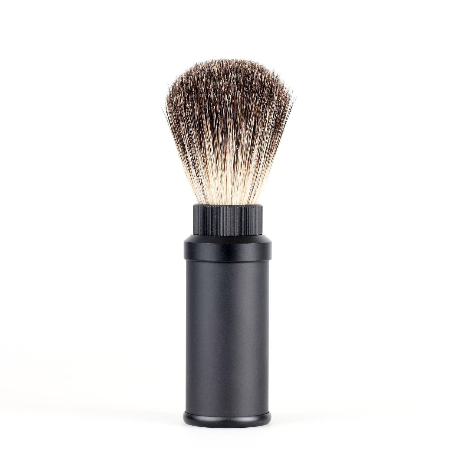 Fendrihan Black Anodized Aluminum Travel Shaving Brush, Pure Badger Badger Bristles Shaving Brush Fendrihan