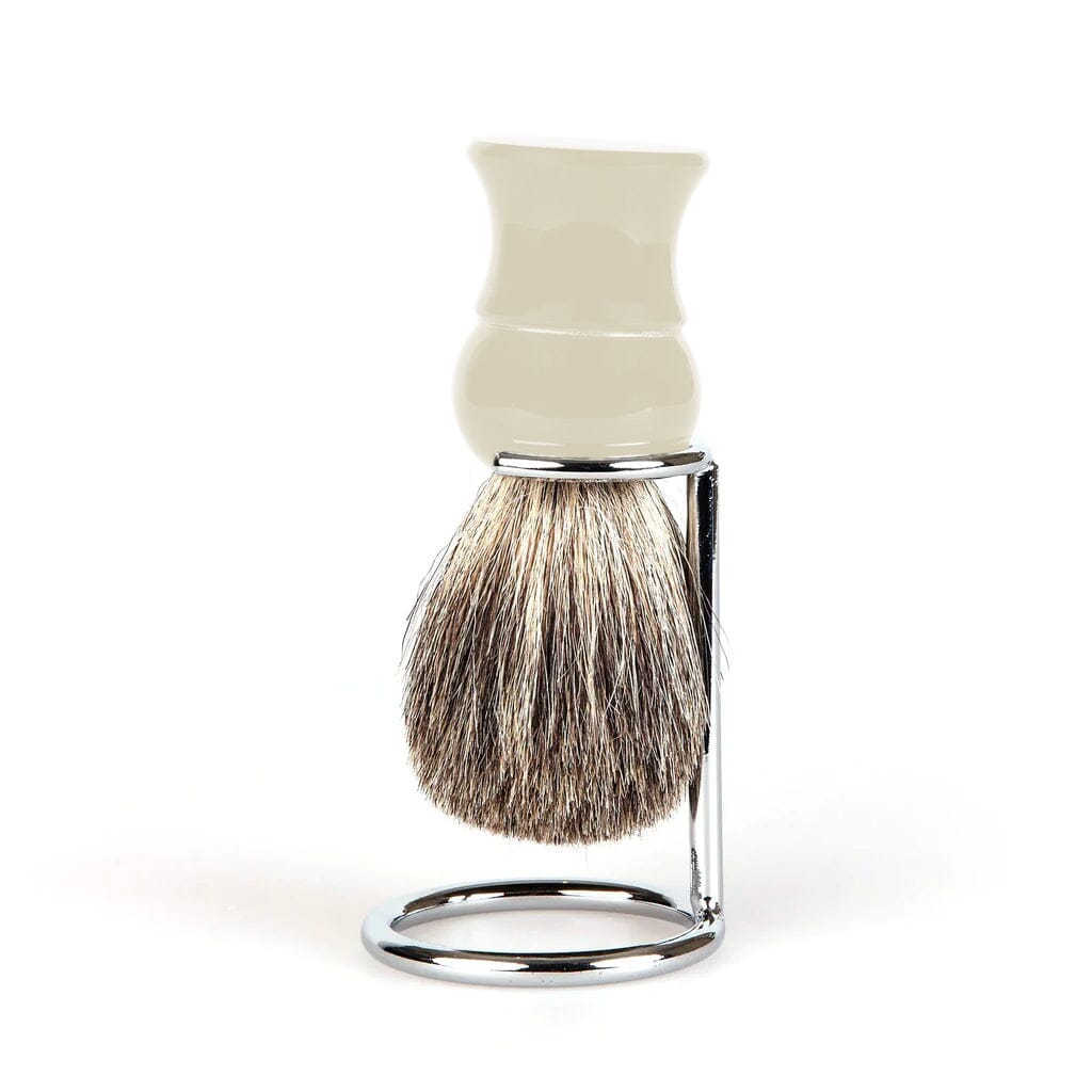 Fendrihan Pure Badger Shaving Brush, Black Handle Badger Bristles Shaving Brush Fendrihan Brush & Stand Faux Ivory