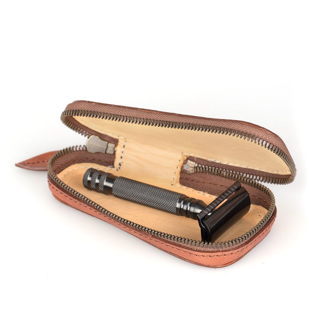 Fendrihan Ultimate Full Zip Leather Safety Razor Case by Ruitertassen Grooming Travel Case Fendrihan