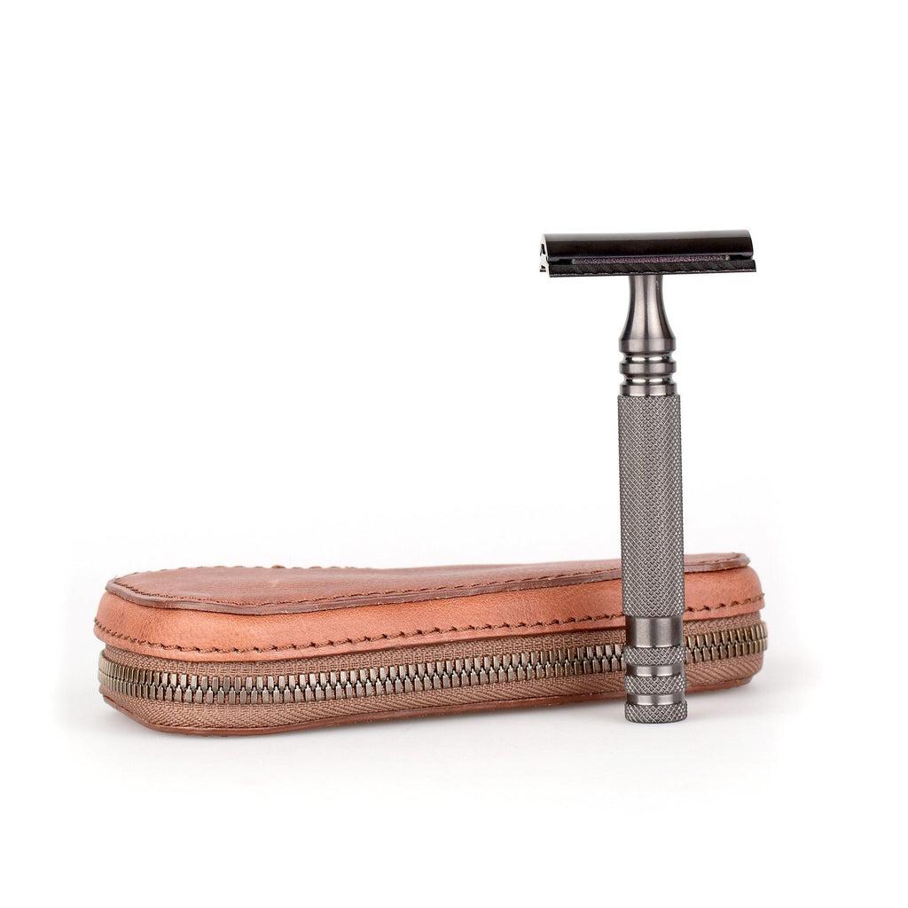 Fendrihan Leather Zip Safety Razor Case by Ruitertassen and Fendrihan Stainless Steel Razor, Save $10 Leather Razor Case Fendrihan Ambassador Mk II PVD Coated 