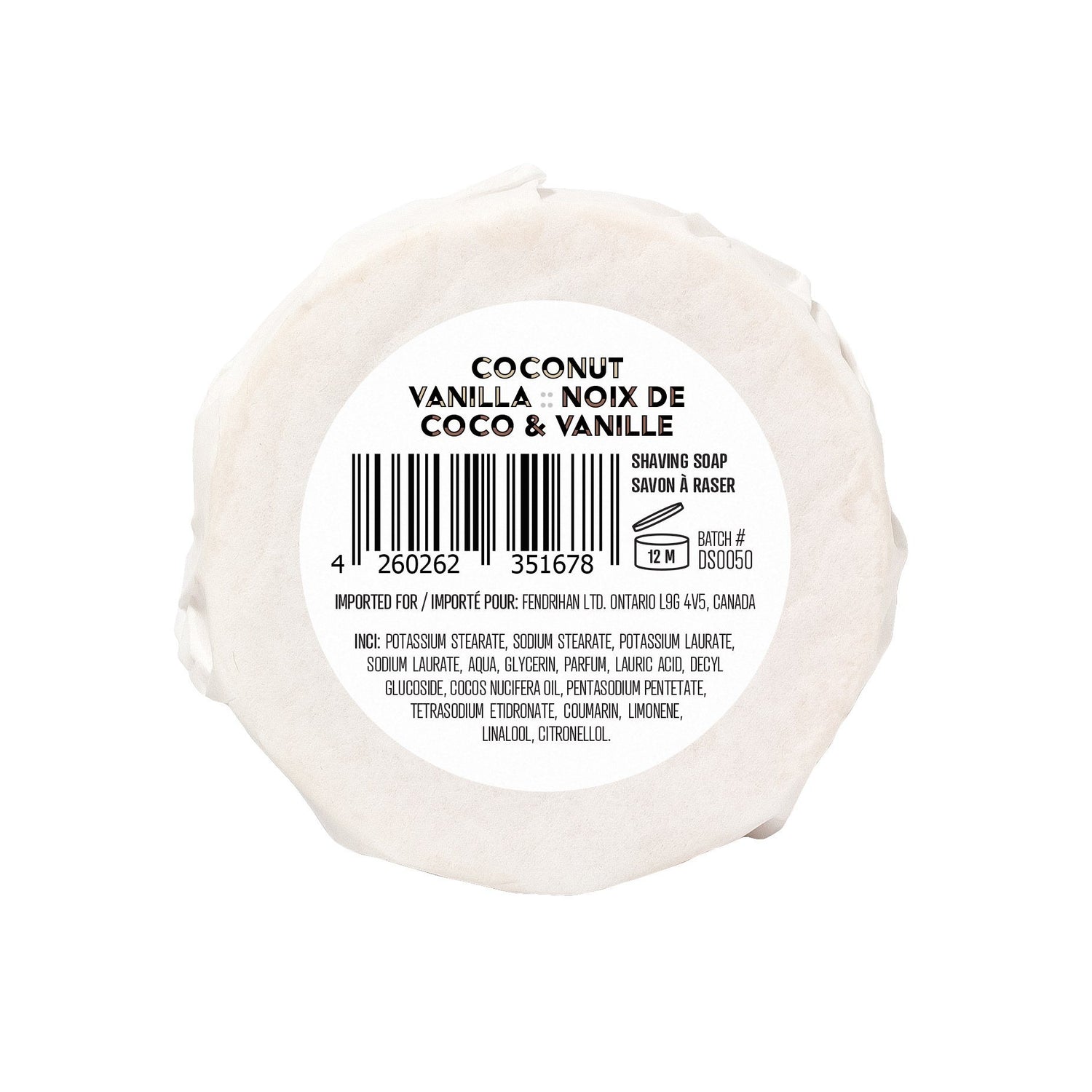 Fendrihan Coconut & Vanilla Shaving Soap, 65 g Shaving Soap Fendrihan