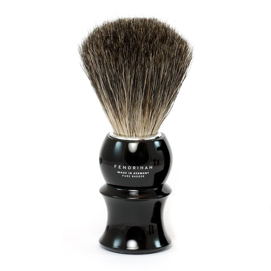 Fendrihan Pure Badger Shaving Brush with Stand, Black Handle Badger Bristles Shaving Brush Fendrihan