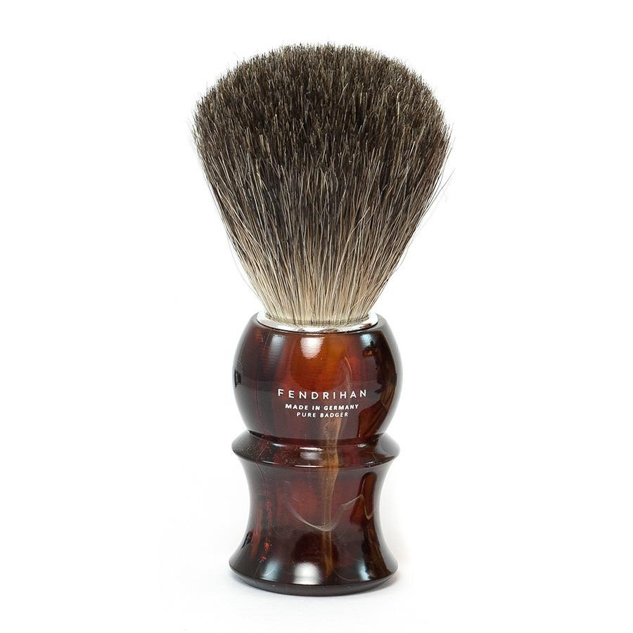 Fendrihan Pure Badger Shaving Brush with Stand, Faux Tortoise Handle Badger Bristles Shaving Brush Fendrihan