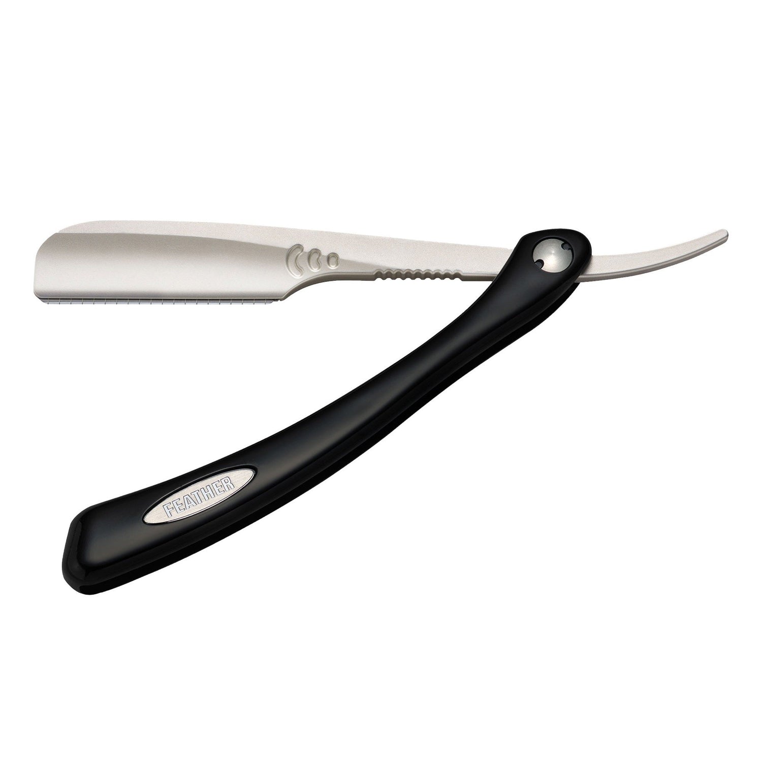 Feather Artist Club SR Folding Razor, Black Handle Straight Razor Feather