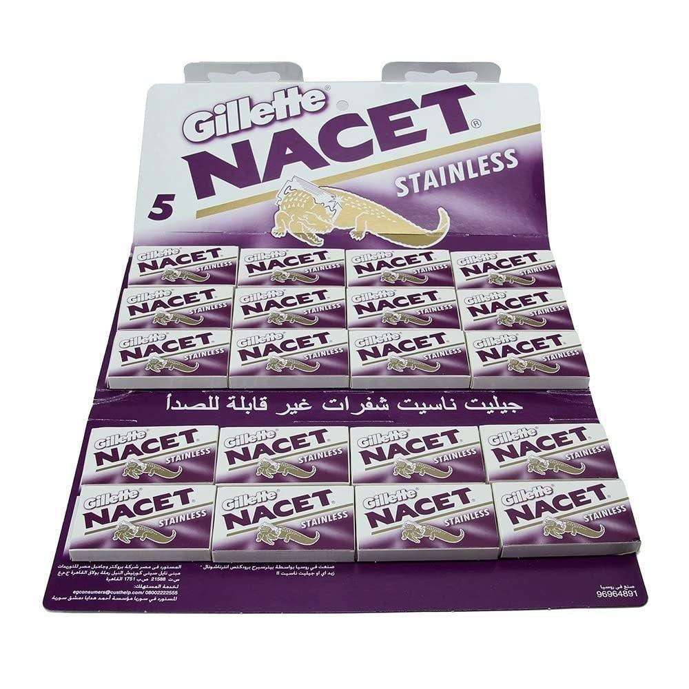 Gillette Nacet Stainless Double-Edge Safety Razor Blades Razor Blades Gillette 100 Blade Pack