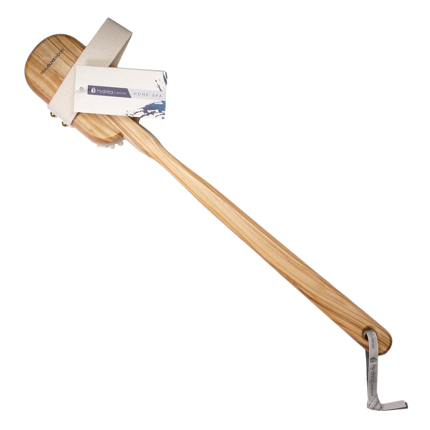 Hydrea London Pure Bristle Bath Brush, Olive Wood Detachable Handle Bath Brush The Natural Sea Sponge Co