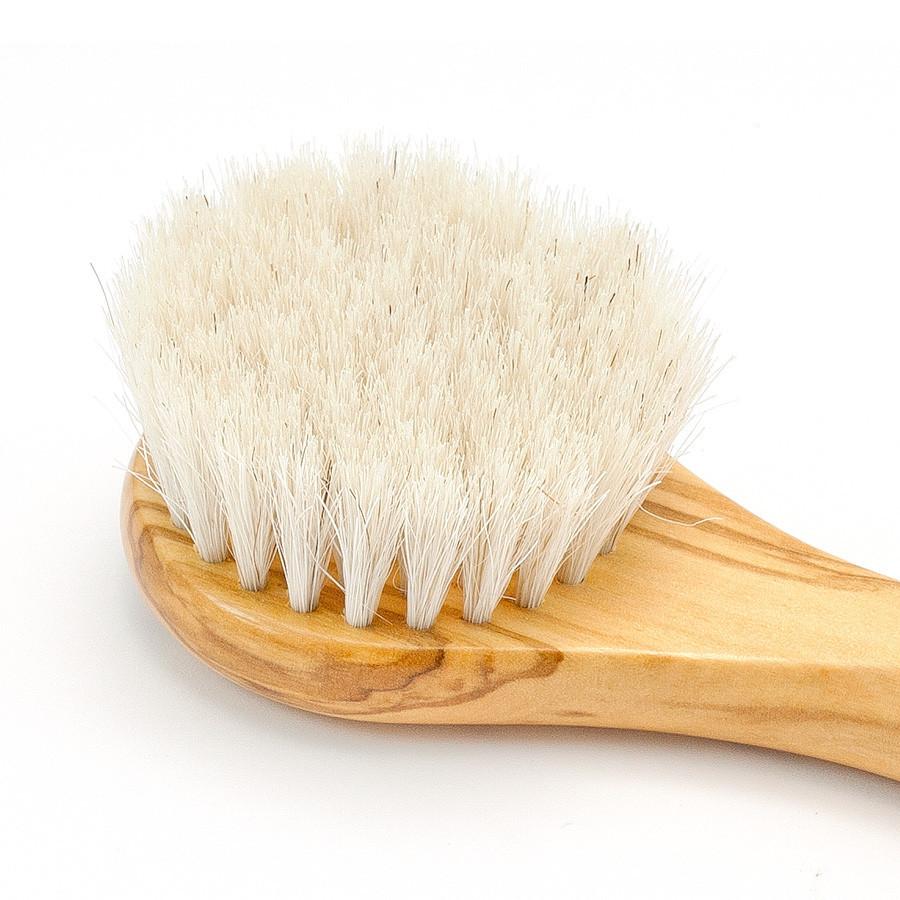 Hydrea London Olive Wood Facial Brush with Medium Strength Horsehair Bristles Facial Brush The Natural Sea Sponge Co