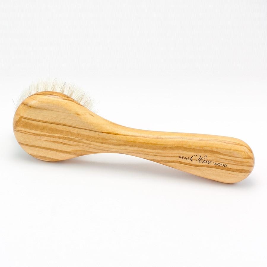 Hydrea London Olive Wood Facial Brush with Medium Strength Horsehair Bristles Facial Brush The Natural Sea Sponge Co