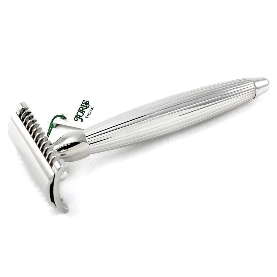 Joris Palladium Plated Classic Open Comb Double-Edge Safety Razor, Lined Handle Double Edge Safety Razor Plisson - Joris