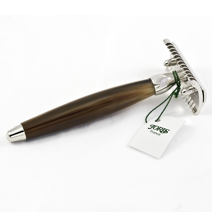 Joris Palladium Plated Classic Double-Edge Safety Razor, Genuine Horn Handle Double Edge Safety Razor Plisson - Joris