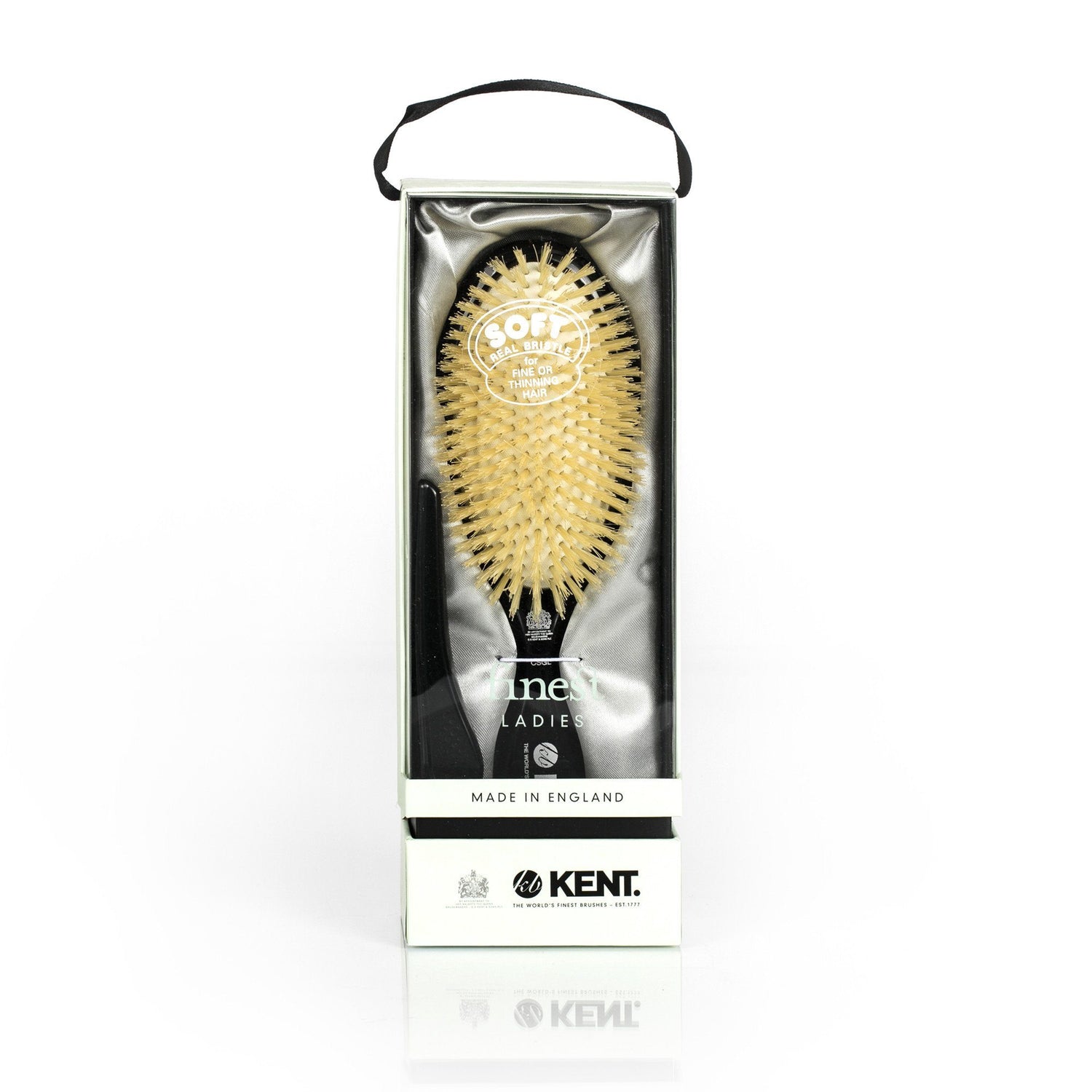 Kent CSGL Large Pure Soft White Bristle Brush, Cushion Base Hair Brush Kent