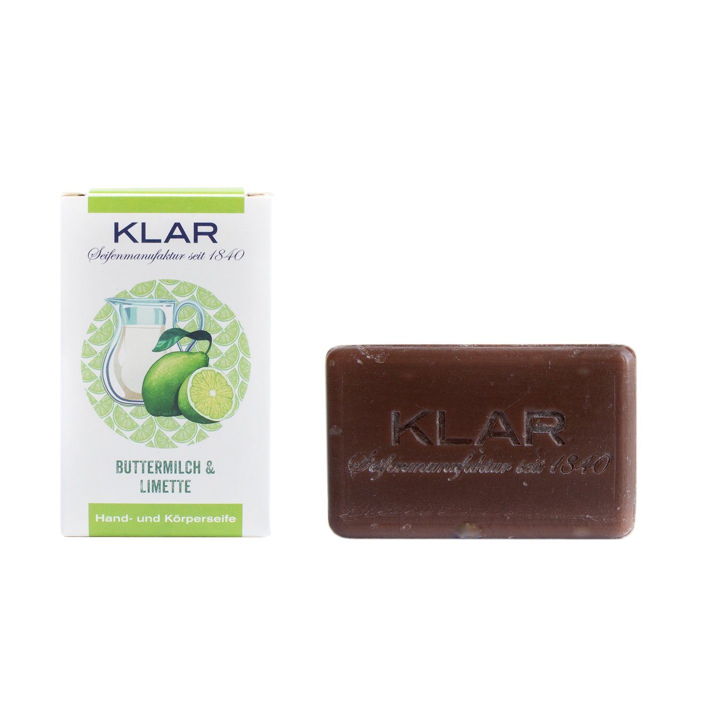 Klar's Classic Hand Size Soap, Palm Oil-Free Aftershave Balm Klar Seifen Buttermilk & Lime
