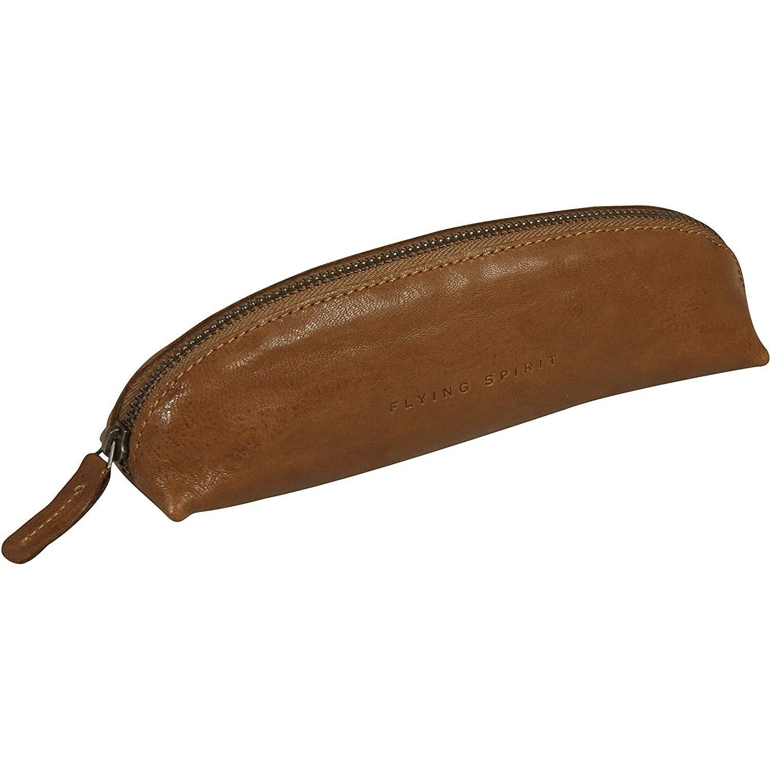 Clairefontaine Flying Spirit Triangular Pencil Case Cognac Leather Pen Case Clairefontaine