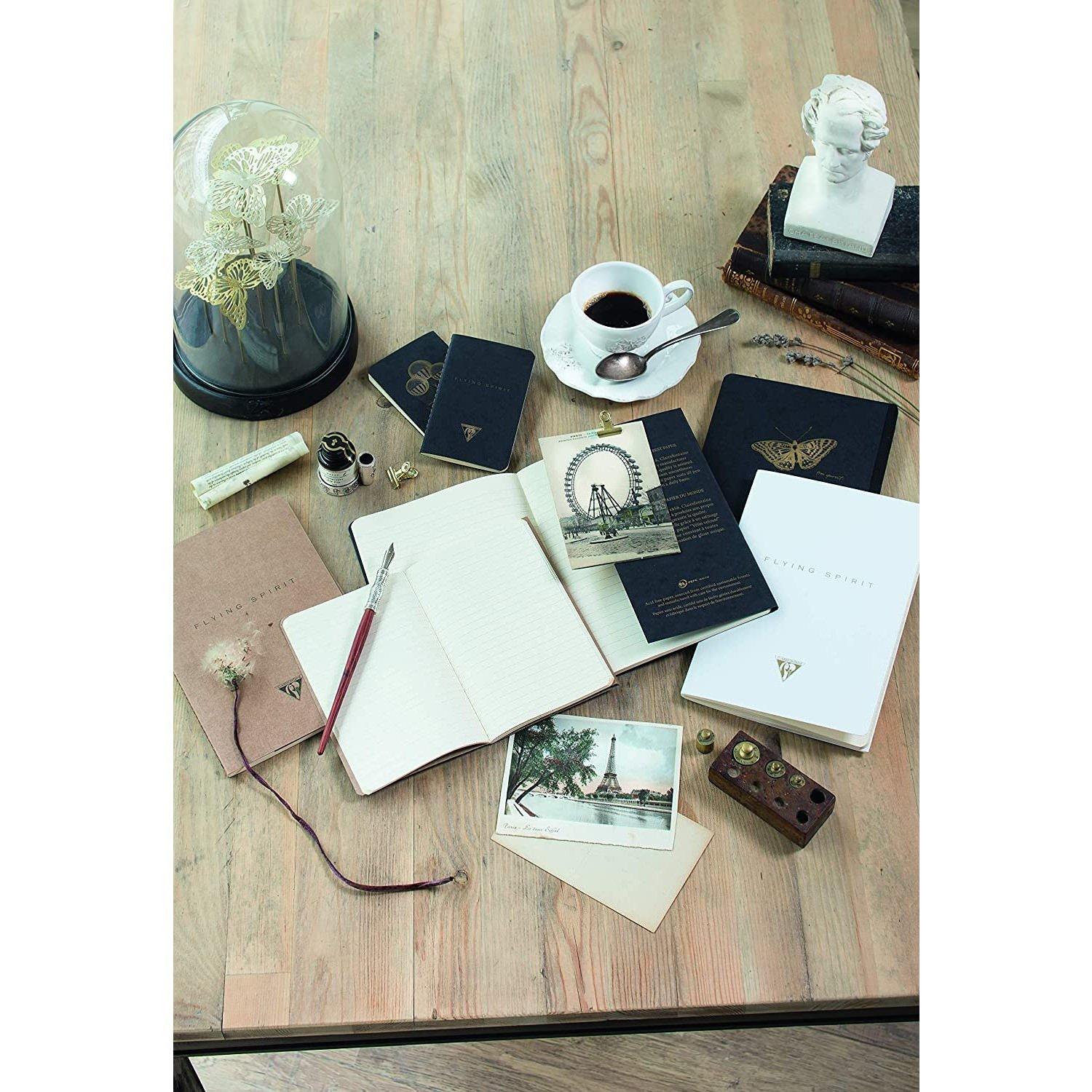 Clairefontaine Flying Spirit Journal, Cognac Leather Notebook Clairefontaine