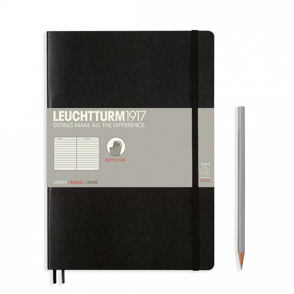 Leuchtturm1917 Composition Soft Cover Notebook, Black, Ruled Notebook Leuchtturm1917 