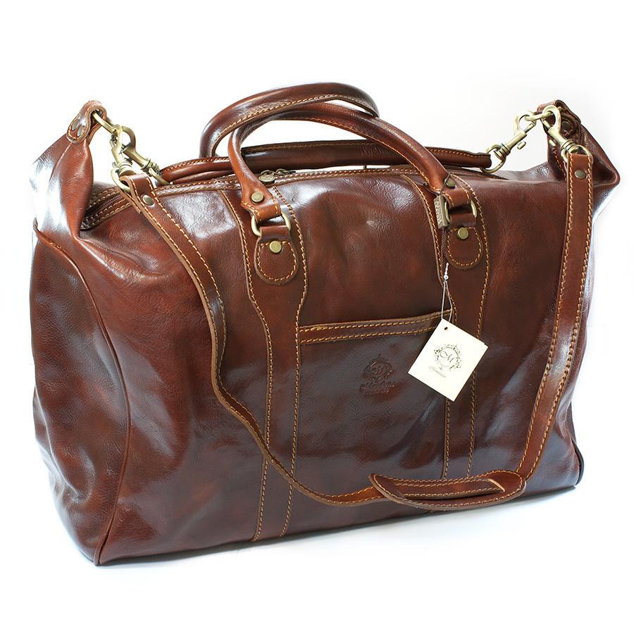 Manufactus Impero Large-Size Leather Travel Bag, Tobacco Leather Bag Manufactus by Luca Natalizia 
