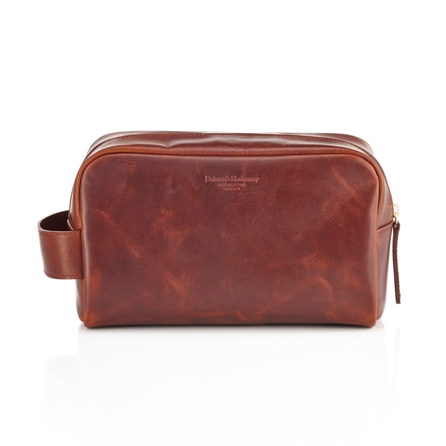 Daines & Hathaway Dopp Kit, Brooklyn Leather Grooming Travel Case Daines & Hathaway Chestnut