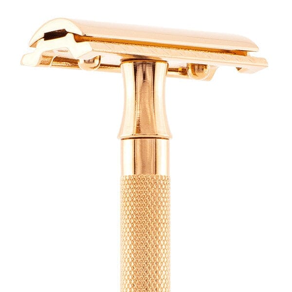 Merkur 24G PVD Coated Extra-Long Handle Double Edge Safety Razor, Rose Gold Double Edge Safety Razor Merkur