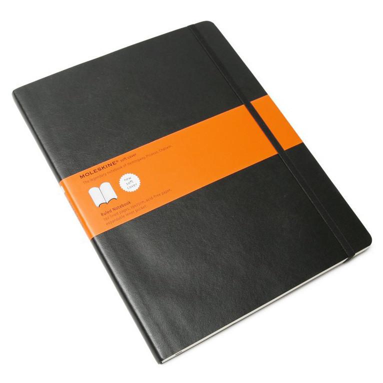 Moleskine 7.5 x 10 Soft Cover Notebook in Black, Lined Notebook Moleskine