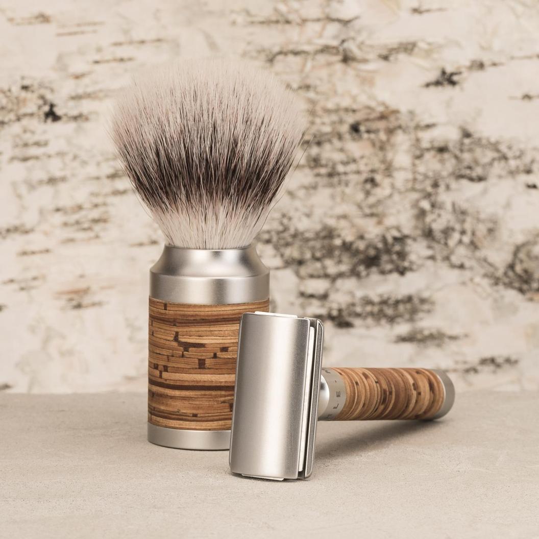 Muhle R95 ROCCA 3-Piece Shaving Set, Birch Bark Handle Shaving Set Muhle